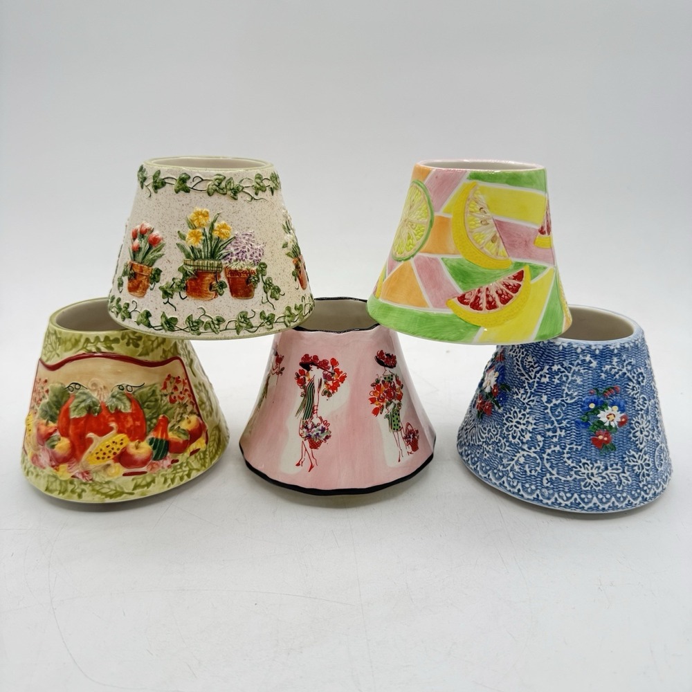 Yankee Candle & 1 PAC Small Shade Topper 5 Pc Lot Fall Summer Floral Vintage
